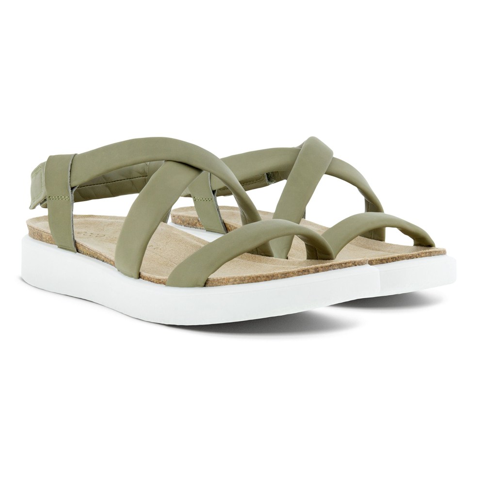 ECCO Womens Sandals Olive - Corksphere Flat - VQO-607315